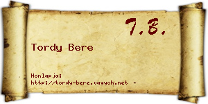 Tordy Bere névjegykártya